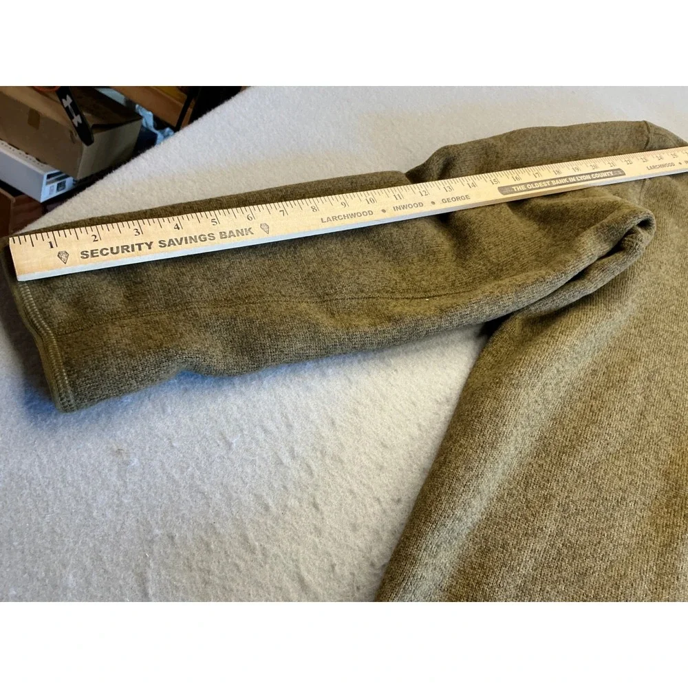 Lands End Quarter Zip Fleece Pullover Sherpa Lined Corduroy Collar Olive L